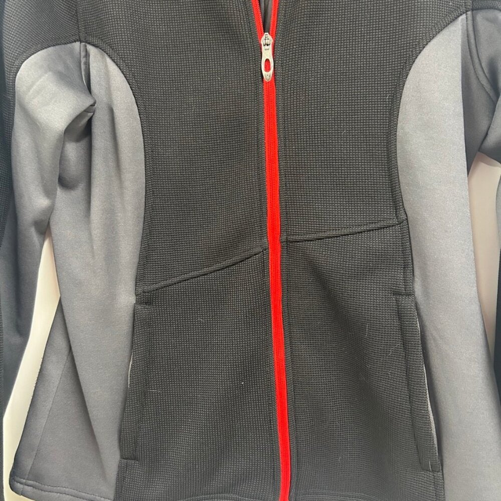 0403 Spyder Women’s Constant Full-Zip Fleece Jacket-Black/Gray/Red Softshell - Picture 2 of 12